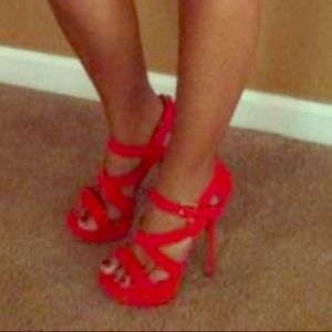 Red strappy heels